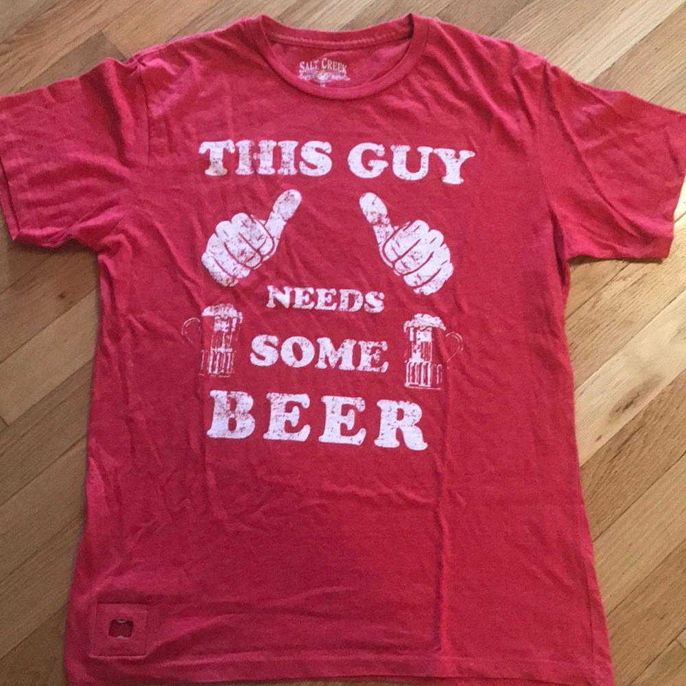 Mens T-shirt with bottle opener!!